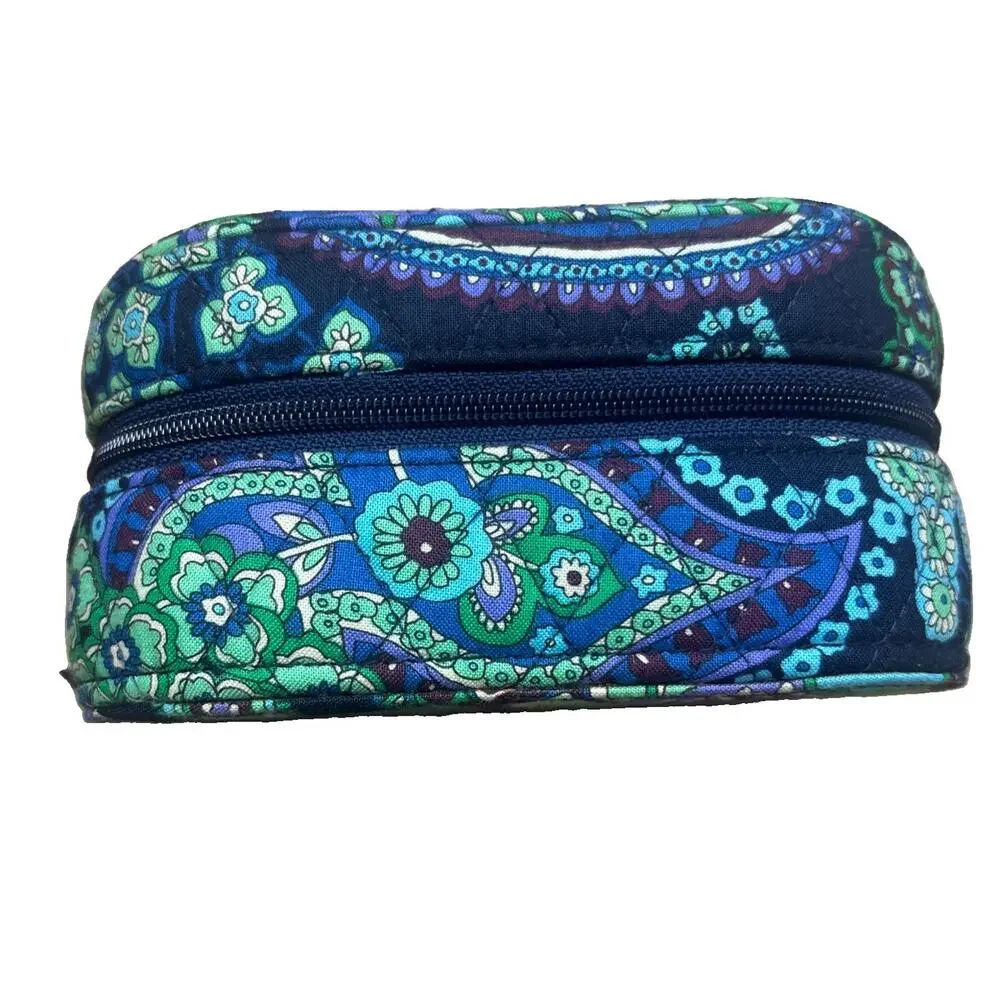 Vera Bradley Blue Rhapsody Travel Jewelry Case Zip Around Organizer 6.5